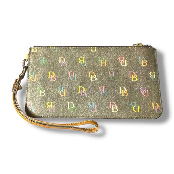 Dooney & Bourke - monogram wristlet featuring rainbow zipper and heart charm - Picture 3 of 4